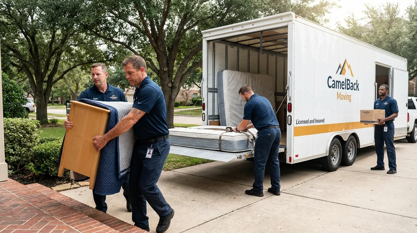 Crew loading residential truck for cross-state move from Midvale, UT
