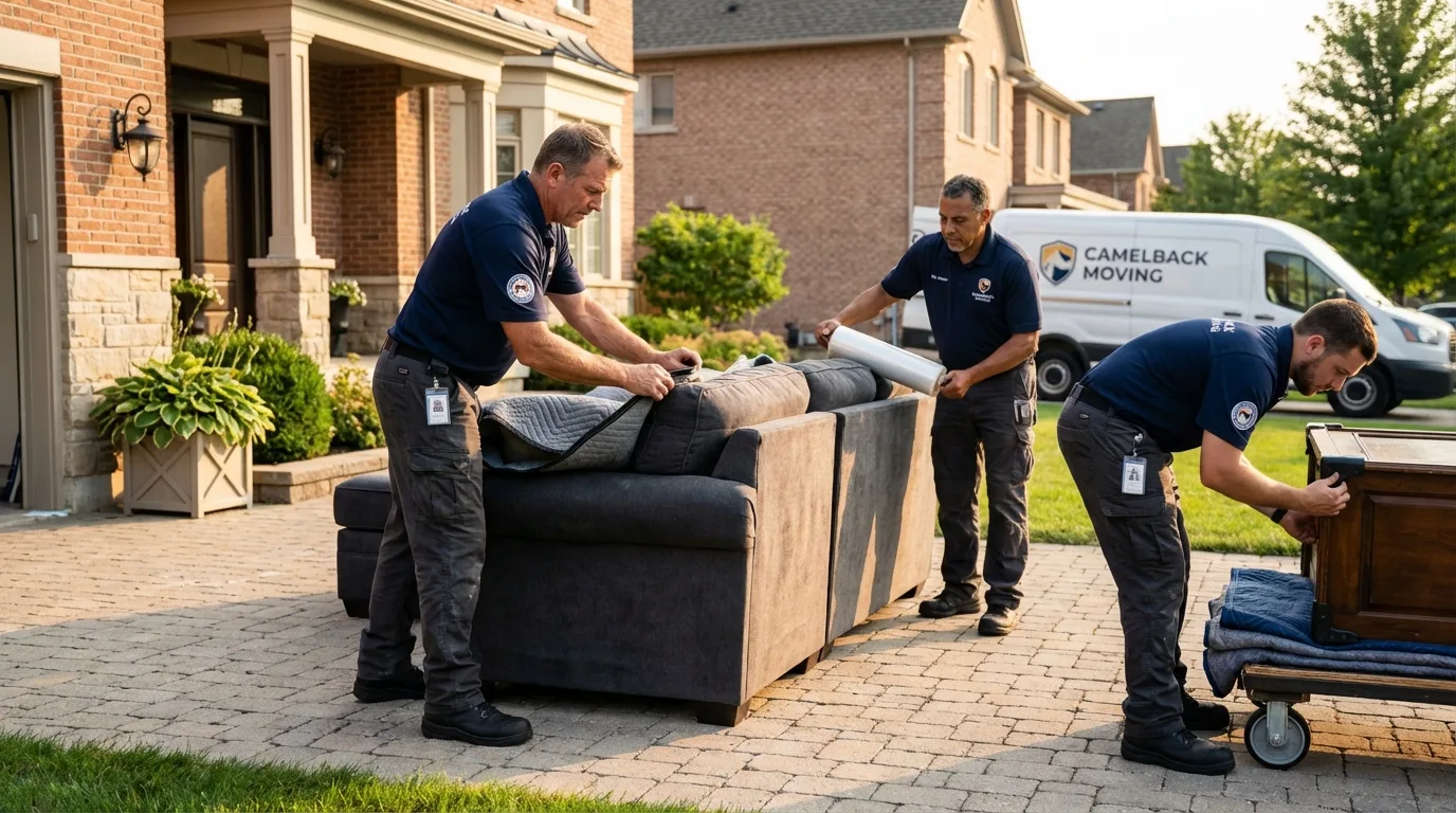 Large estate moving crew wrapping furniture in Midvale, UT